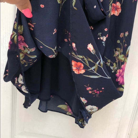 NAVY FLORAL OFF SHOULDER MINI DRESS - Picture 4 of 4
